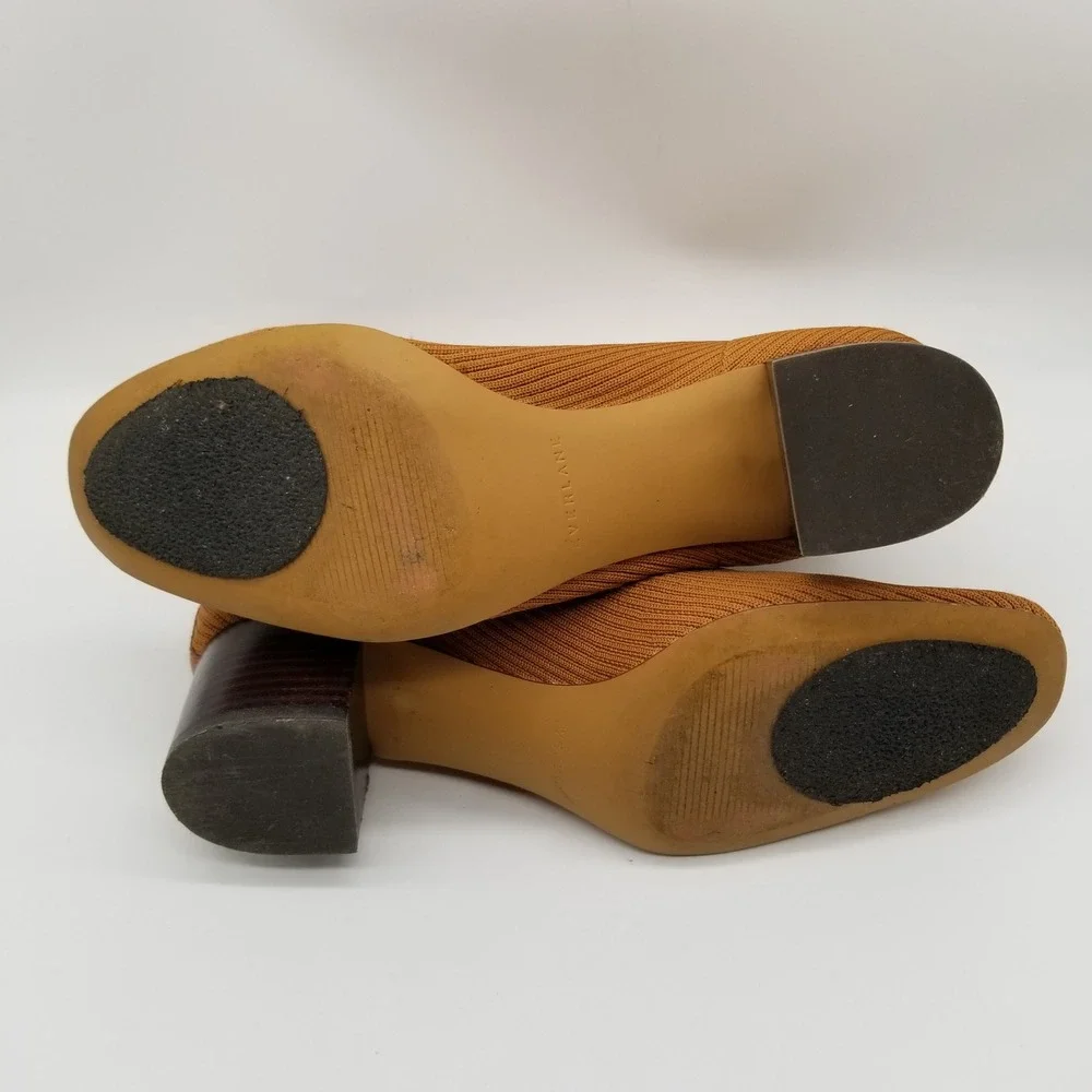 Everlane Glove Boot ReKnit Toffee Brown Rib Knit Block Heel Ankle Boots Women 10